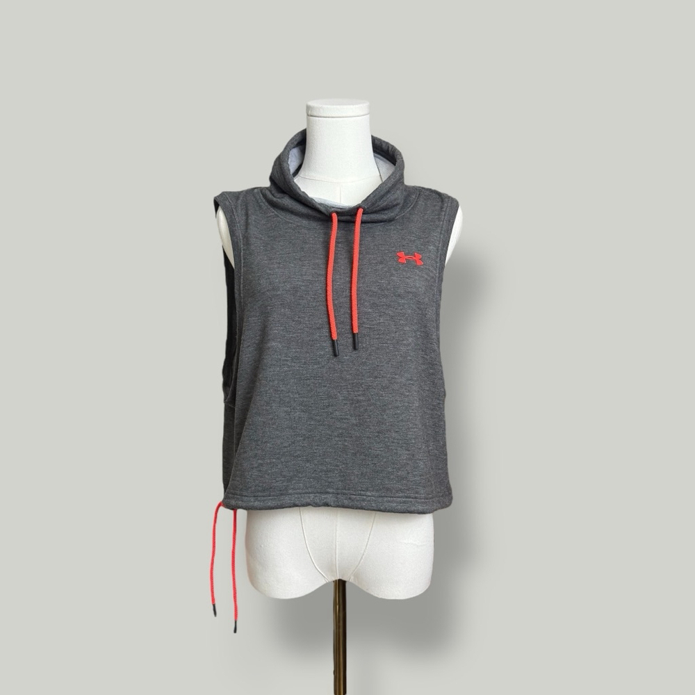 Under Armour Top Women Size Medium Gray Featherweight Sleeveless Funnel Neckline